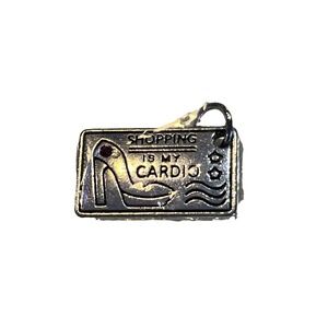 NEW Ladies' Silver Charm - "Shopping is my Cardio" - 3/4x1/2 Inch
